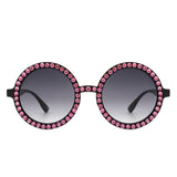 S2114 - Round Fashion Rhinestone Circle Oversize Women Sunglasses