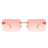 S2113 - Rectangle Retro Rimless Tinted Fashion Vintage Square Sunglasses