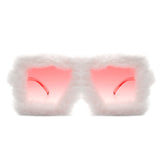 HS1093 - Square Oversize Fluffy Faux Fur Women Fashion Sunglasses