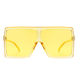 HS1096-3 - Oversize Flat Top Square Tinted Women Fashion Sunglasses