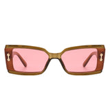 HS2091 - Rectangle Tinted Flat Lens Modern Fashion Square Sunglasses