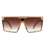 HS2103 - Oversize Retro Square Flat Top Tinted Fashion Women Sunglasses