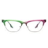 HS2082 - Women Retro Half Frame Square Fashion Cat Eye Sunglasses