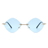 HW2013 - Rimless Retro Round Geometric Frameless Tinted Fashion Sunglasses