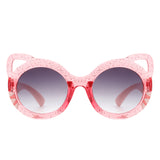 HK2031 - Girls Round Shaped Devil-Cat Ear Toddler Kids Wholesale Sunglasses