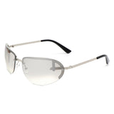 HJ2047 - Retro Rimless Oval Tinted Fashion Round Wholesale Sunglasses