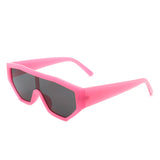 HS1136 - Geometric Square Oversize Futuristic Fashion Sunglasses