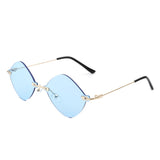 HW2013 - Rimless Retro Round Geometric Frameless Tinted Fashion Sunglasses