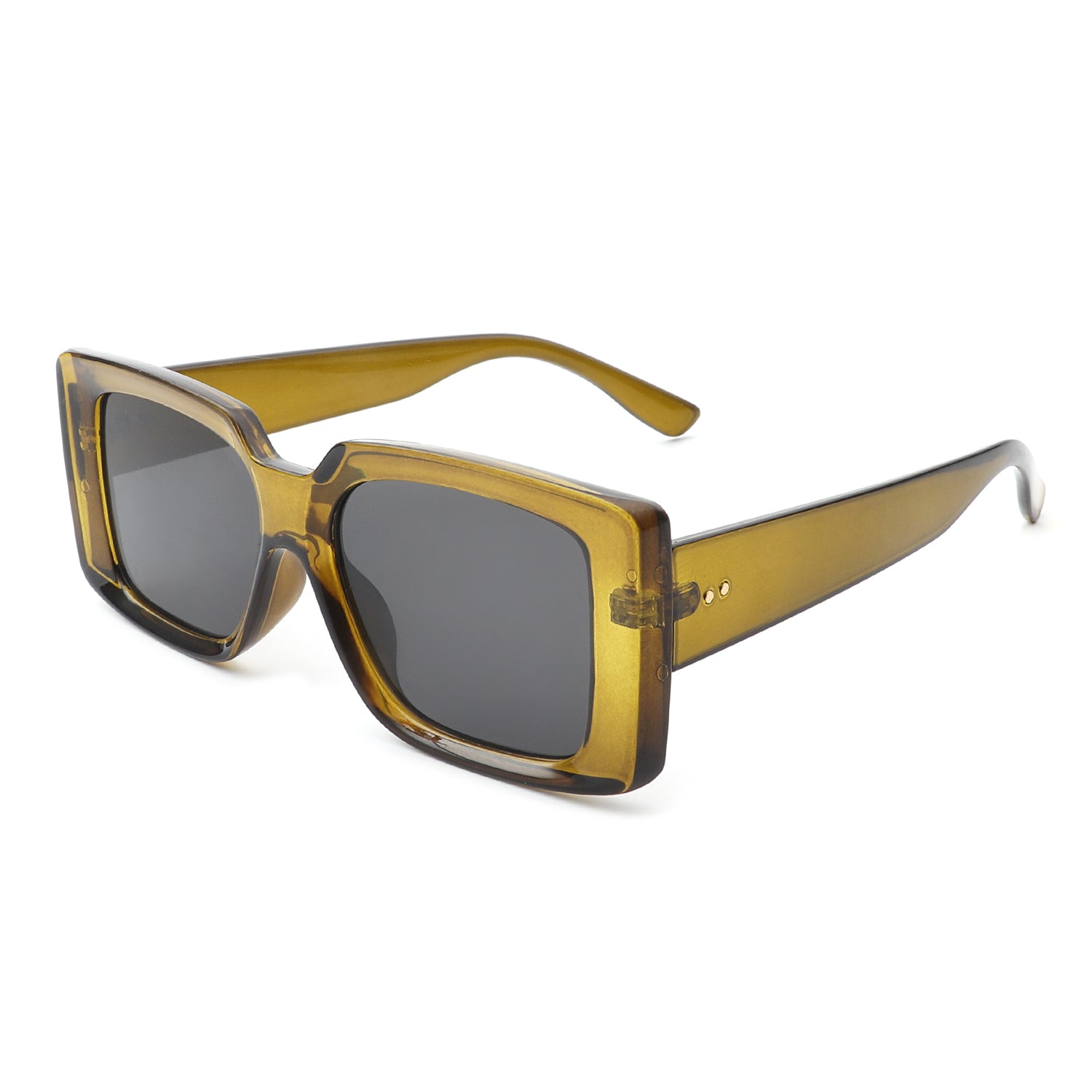 HS1048-1 - Retro Square Thick Frame Flat Lens Vintage Fashion Sunglasses