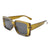 HS1048-1 - Retro Square Thick Frame Flat Lens Vintage Fashion Sunglasses