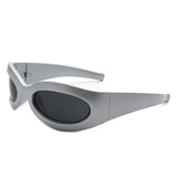 HS1187 - Oval Wrap Around Retro Round Fashion Wholesale Sunglasses