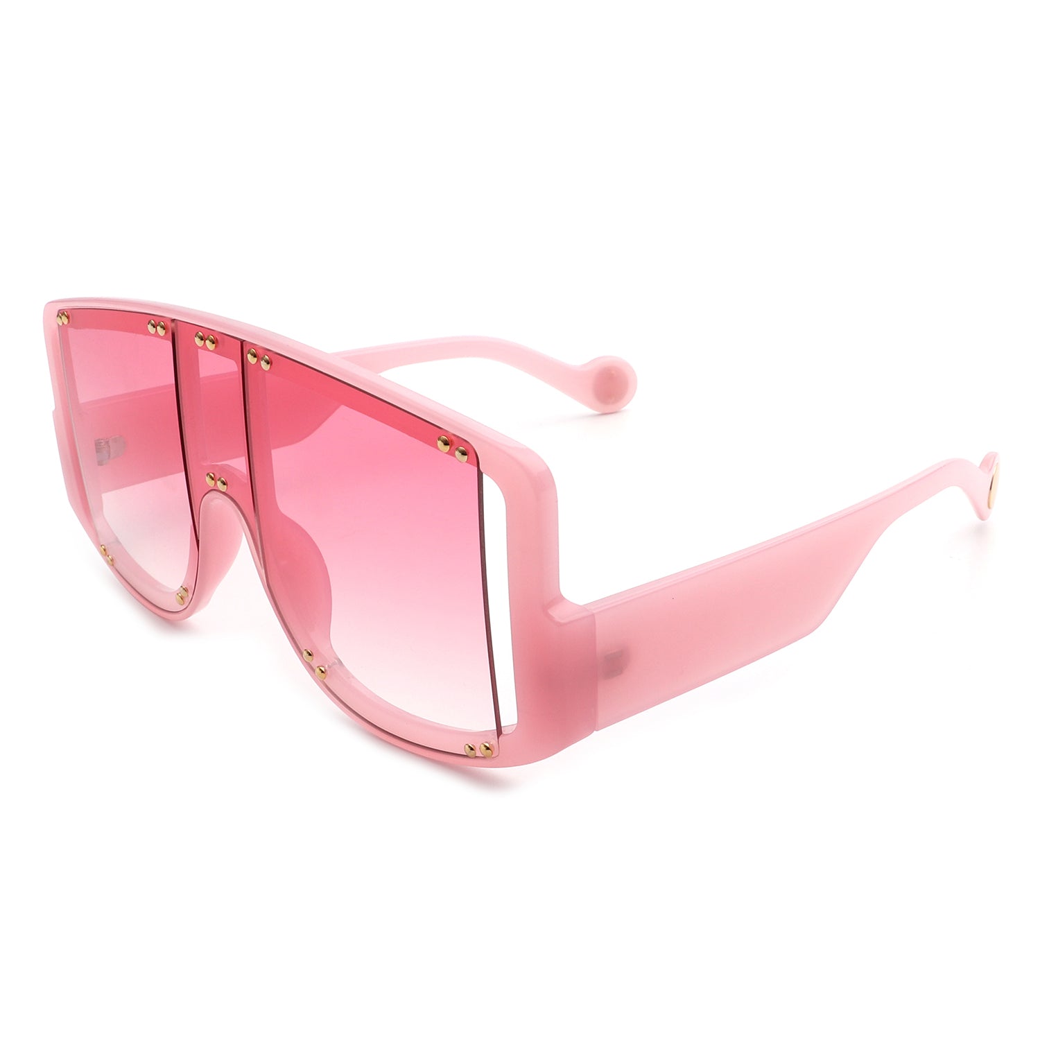 Empire Cove Polygon Sunglasses Metal Frame Classic Gradient Shades UV Protection, Gold/Smoke