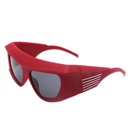 S1215 - Square Chunky Wrap Around Tinted Oversize Fashion Sunglasses