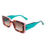 HS2052 - Rectangle Retro Flat Lens Tinted Fashion Square Sunglasses