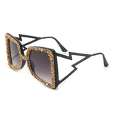 HS3009 - Women Oversize Rhinestone Crystals Square Fashion Sunglasses