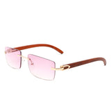 HW2028 - Rectangle Rimless Retro Frameless Fashion Tinted Sunglasses