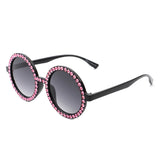 S2114 - Round Fashion Rhinestone Circle Oversize Women Sunglasses