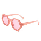 HS1209 - Geometric Round Irregular Tinted Fashion Wholesale Sunglasses