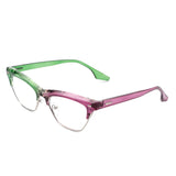 HS2082 - Women Retro Half Frame Square Fashion Cat Eye Sunglasses