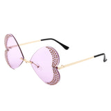 HW2030 - Rimless Butterfly Heart Shape Tinted Fashion Women Sunglasses