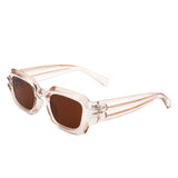 HS1117 - Square Geometric Retro Irregular Thick Frame Fashion Sunglasses