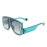 S2101 - Square Retro Oversize Shield Fashion Visor Sunglasses