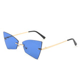J2025 - Rimless Geometric Triangle Retro Tinted Fashion Sunglasses