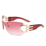 HW2041 - Women Rectangle Rimless Sleek Wrap Around Tinted Fashion Sunglasses