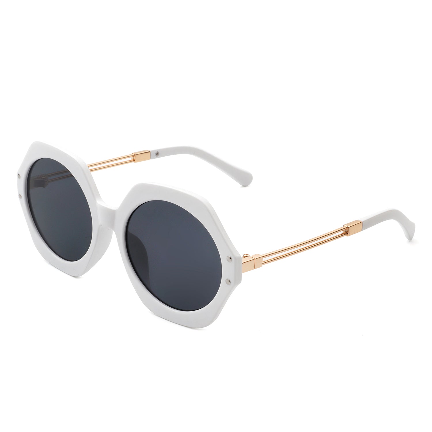 HS2078 - Round Polygonal Oversize Geometric Fashion Sunglasses