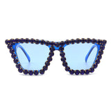HS2006-1 - Women Rhinestone Square Diamonds Cat Eye Fashion Wholesale Sunglasses