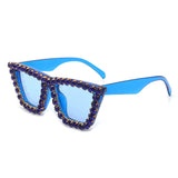 HS2006-1 - Women Rhinestone Square Diamonds Cat Eye Fashion Wholesale Sunglasses