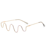 H1015 - Decorative Metal No Lens Frame Rhinestone Fashion Glasses