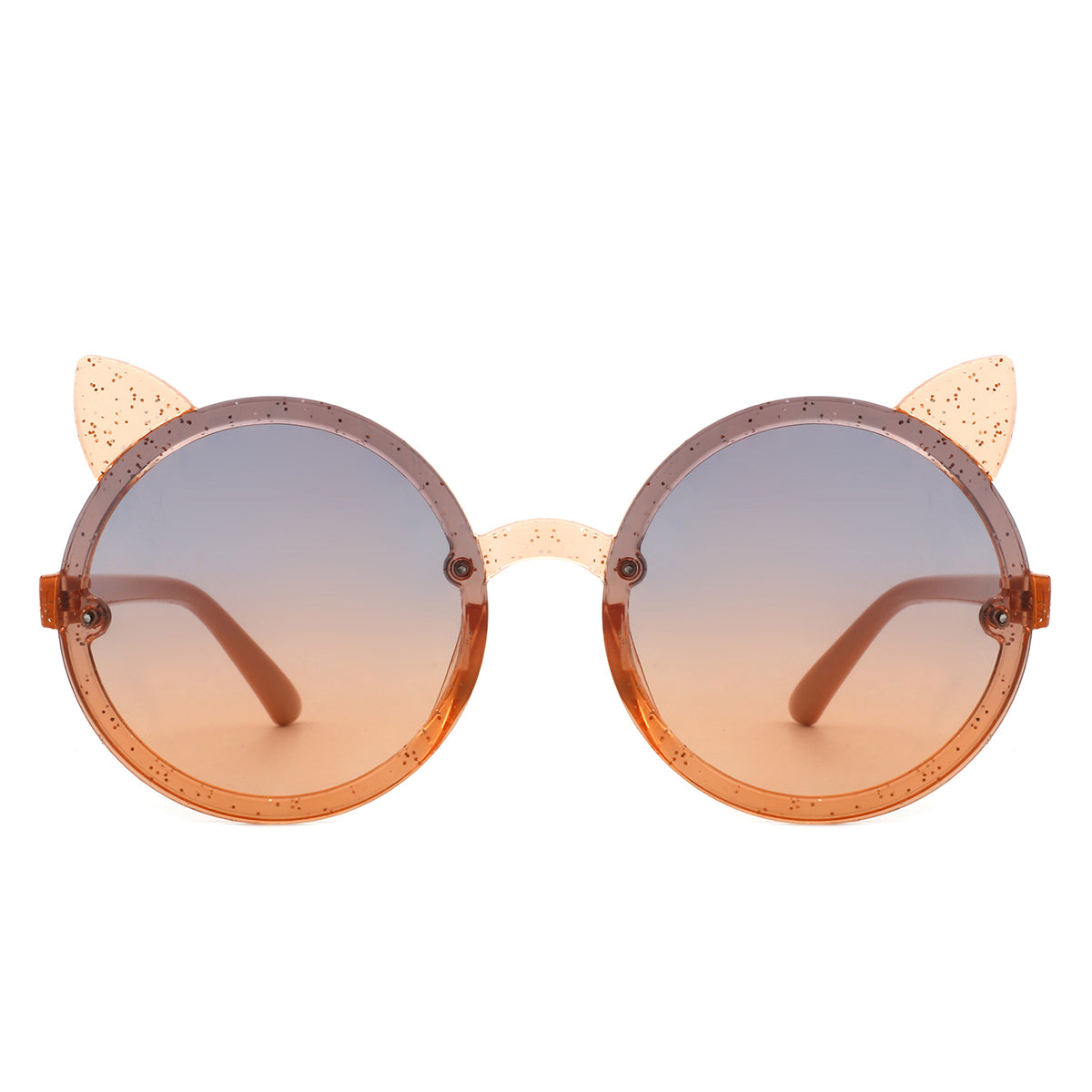HK2030 - Girls Round Cat Ear Design Glitter Toddler Kids Sunglasses