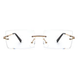 0931 - Classic Rimless Retro Rectangle Tinted Fashion Wholesale Sunglasses
