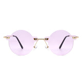 HW2014 - Circle Retro Round Rimless Fashion Tinted Vintage Sunglasses