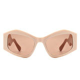 HS1210 - Square Oversize Irregular Wavy Temple Design Fashion Wholesale Sunglasses