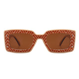 HS2052 - Rectangle Retro Flat Lens Tinted Fashion Square Sunglasses