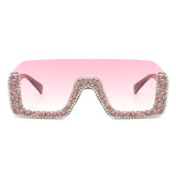 HS3008 - Square Half Frame Retro Oversize Fashion Sunglasses