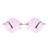 HW2013 - Rimless Retro Round Geometric Frameless Tinted Fashion Sunglasses