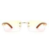 HW2028 - Rectangle Rimless Retro Frameless Fashion Tinted Sunglasses