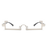 HJ2031 - Retro Rectangular Narrow Semi Rimless Vintage Slim Fashion Sunglasses