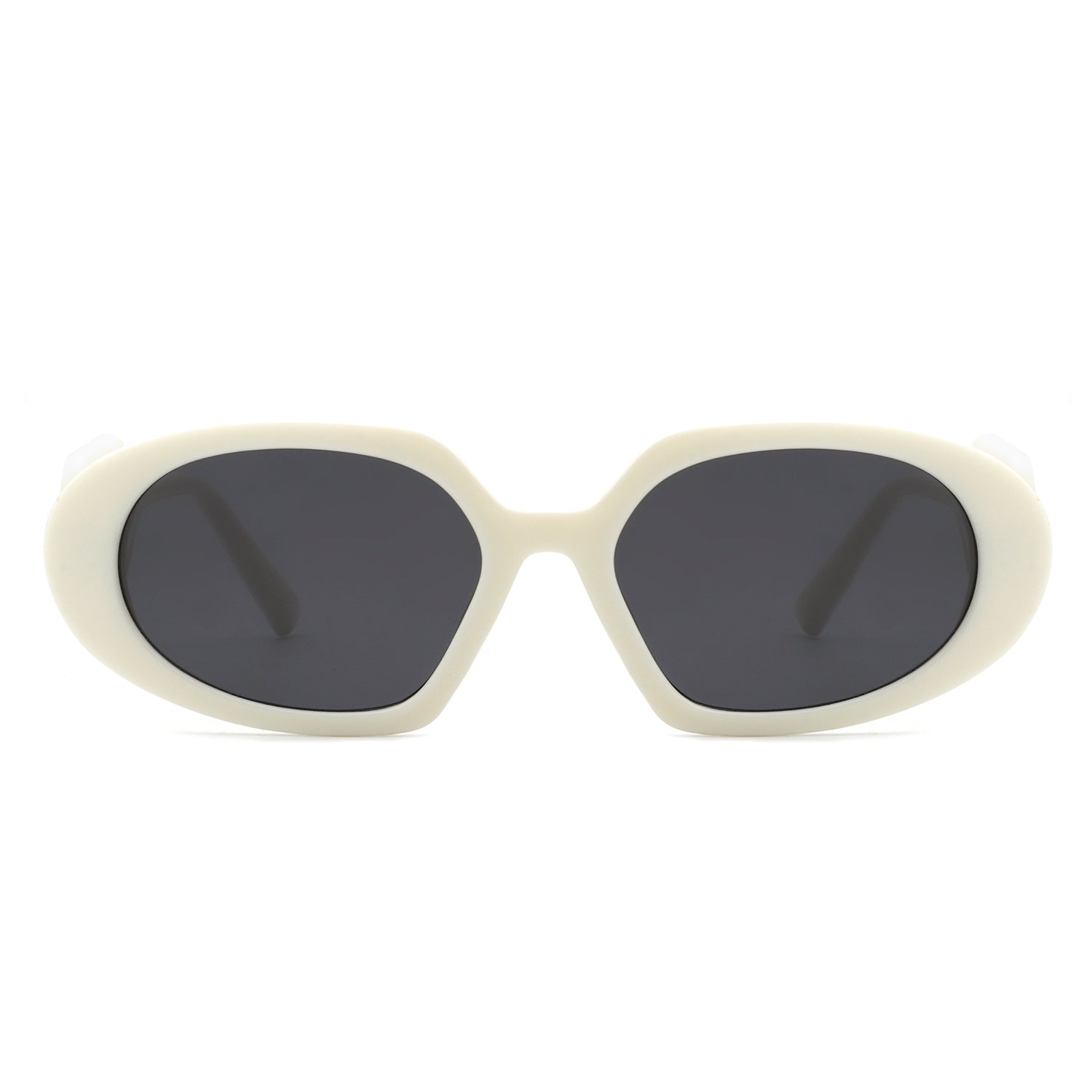 HS2071 - Rectangle Retro Oval Chic Round Lens Leaf Design Fashion Sunglasses