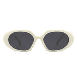 HS2071 - Rectangle Retro Oval Chic Round Lens Leaf Design Fashion Sunglasses