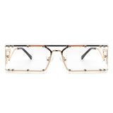 HJ3008 - Retro Rectangle Flat Top Vintage Tinted Fashion Sunglasses