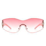 HW2031 - Women Rectangle Rimless Wraparound Shield Fashion Oversize Wholesale Sunglasses