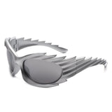HS2136 - Rectangle Wrap Around Sport Oval Spike Fashion Wholesale Sunglasses
