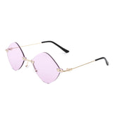 HW2013 - Rimless Retro Round Geometric Frameless Tinted Fashion Sunglasses