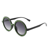 S2114 - Round Fashion Rhinestone Circle Oversize Women Sunglasses