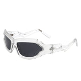 HS2129 - Futuristic Rectangle Geometric Chunky Sport Wrap Around Wholesale Sunglasses