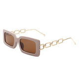 HS2100 - Square Flat Top Chain Link Temple Design Fashion Sunglasses